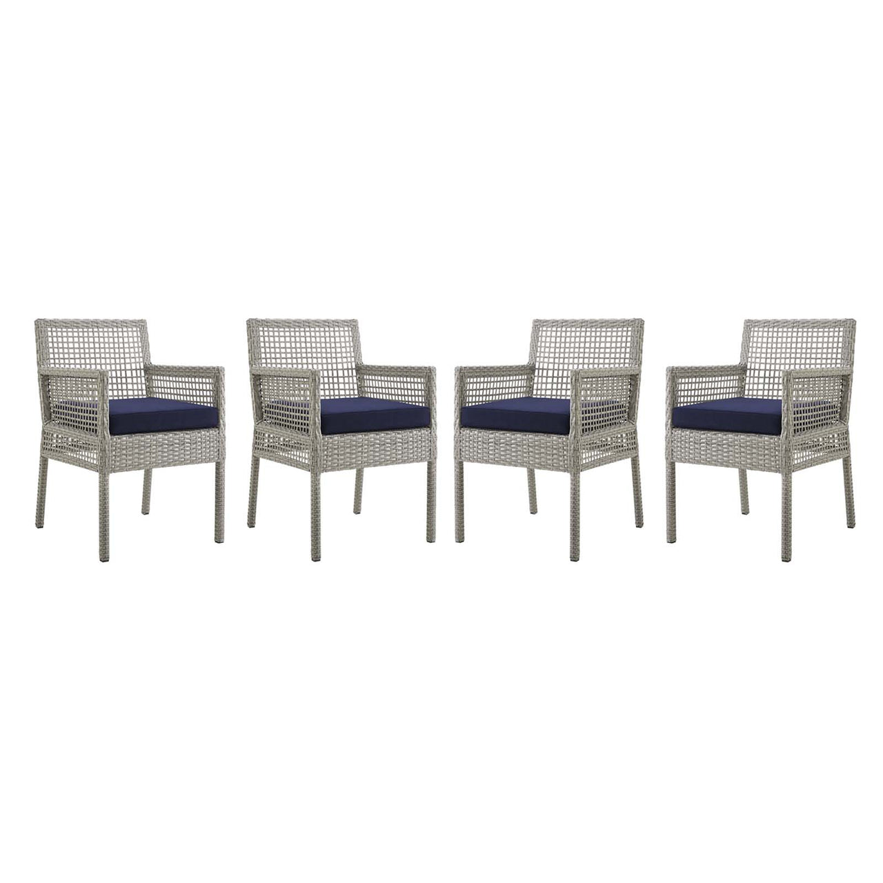 Alma Alfresco Woven Dining Armchair Set of 4, Gray & Navy