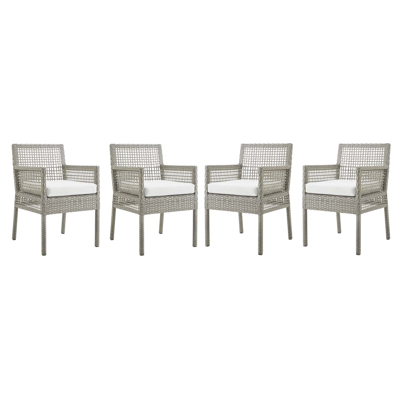 Alma Alfresco Woven Dining Armchair Set of 4, Gray & White