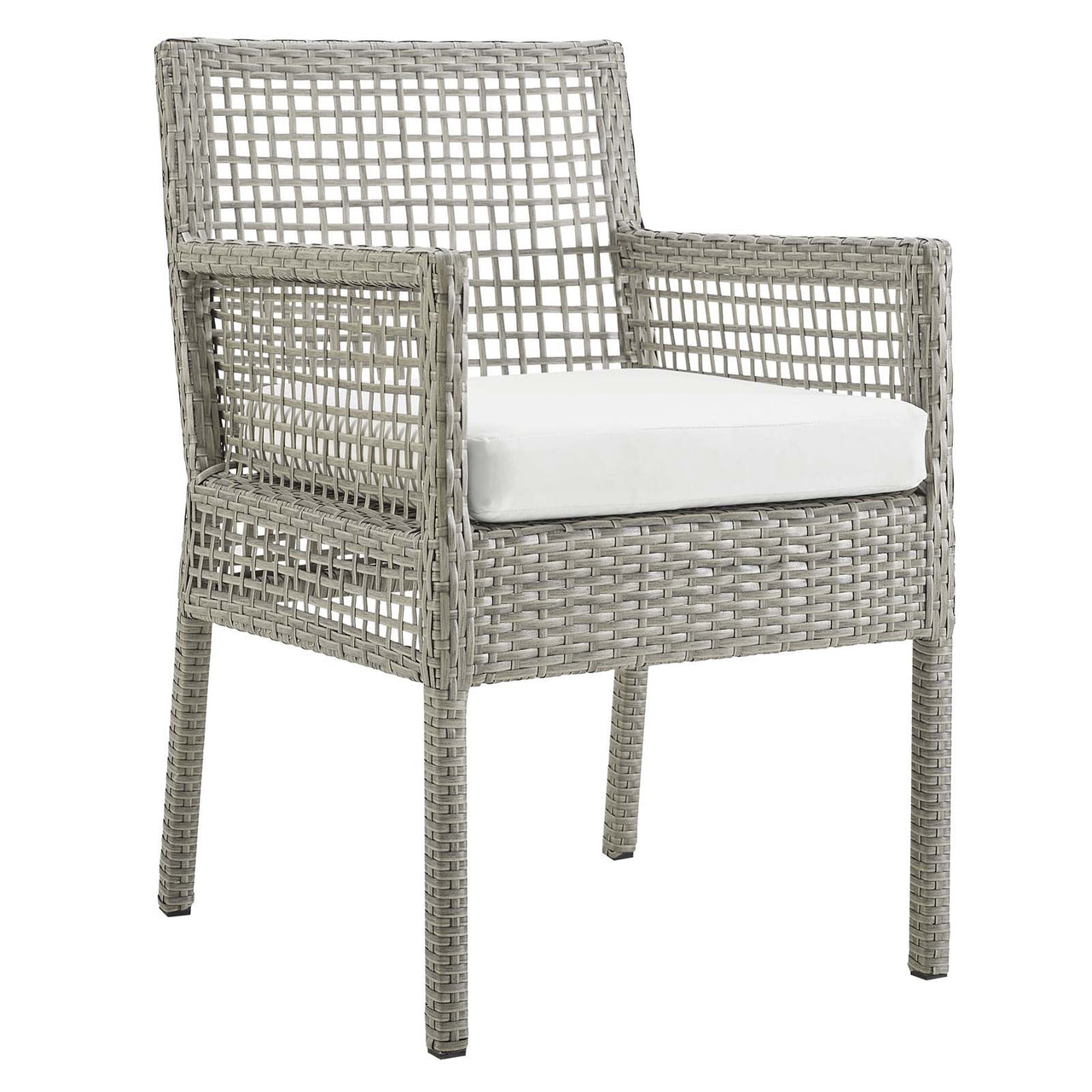 Alma Alfresco Woven Dining Armchair Set of 4, Gray & White