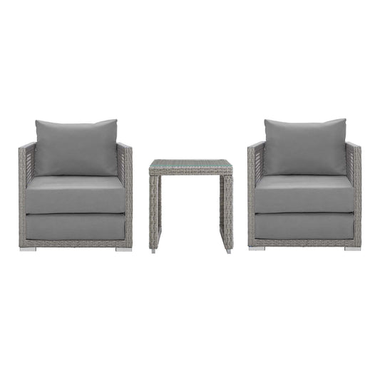 Alma 3-Piece Alfresco Woven Lounging Set, Gray