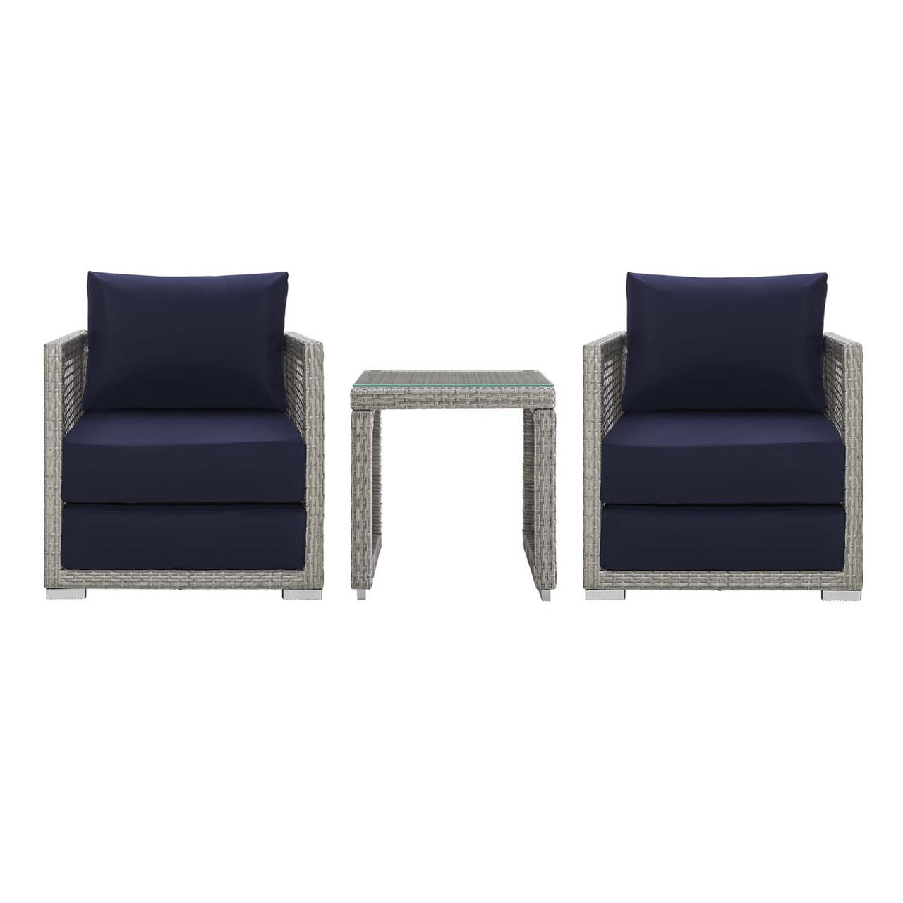 Alma 3-Piece Alfresco Woven Lounging Set, Gray & Navy