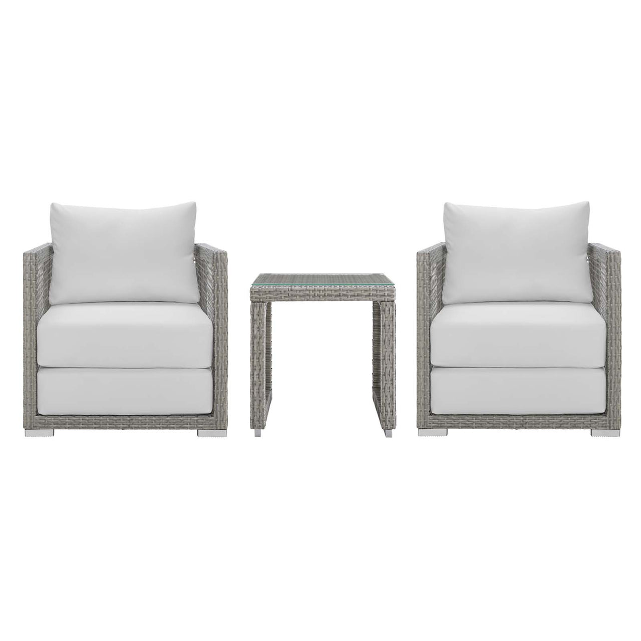 Alma 3-Piece Alfresco Woven Lounging Set, Gray & White