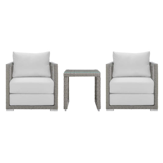 Alma 3-Piece Alfresco Woven Lounging Set, Gray & White