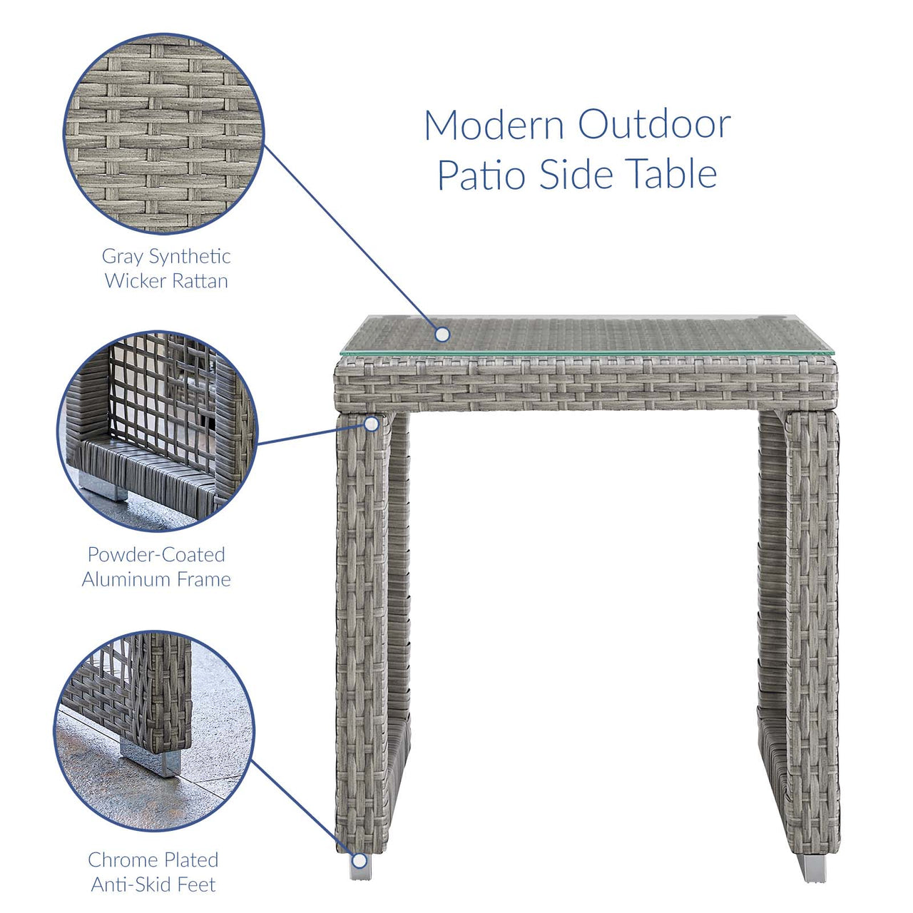 Alma 3-Piece Alfresco Woven Lounging Set, Gray & White