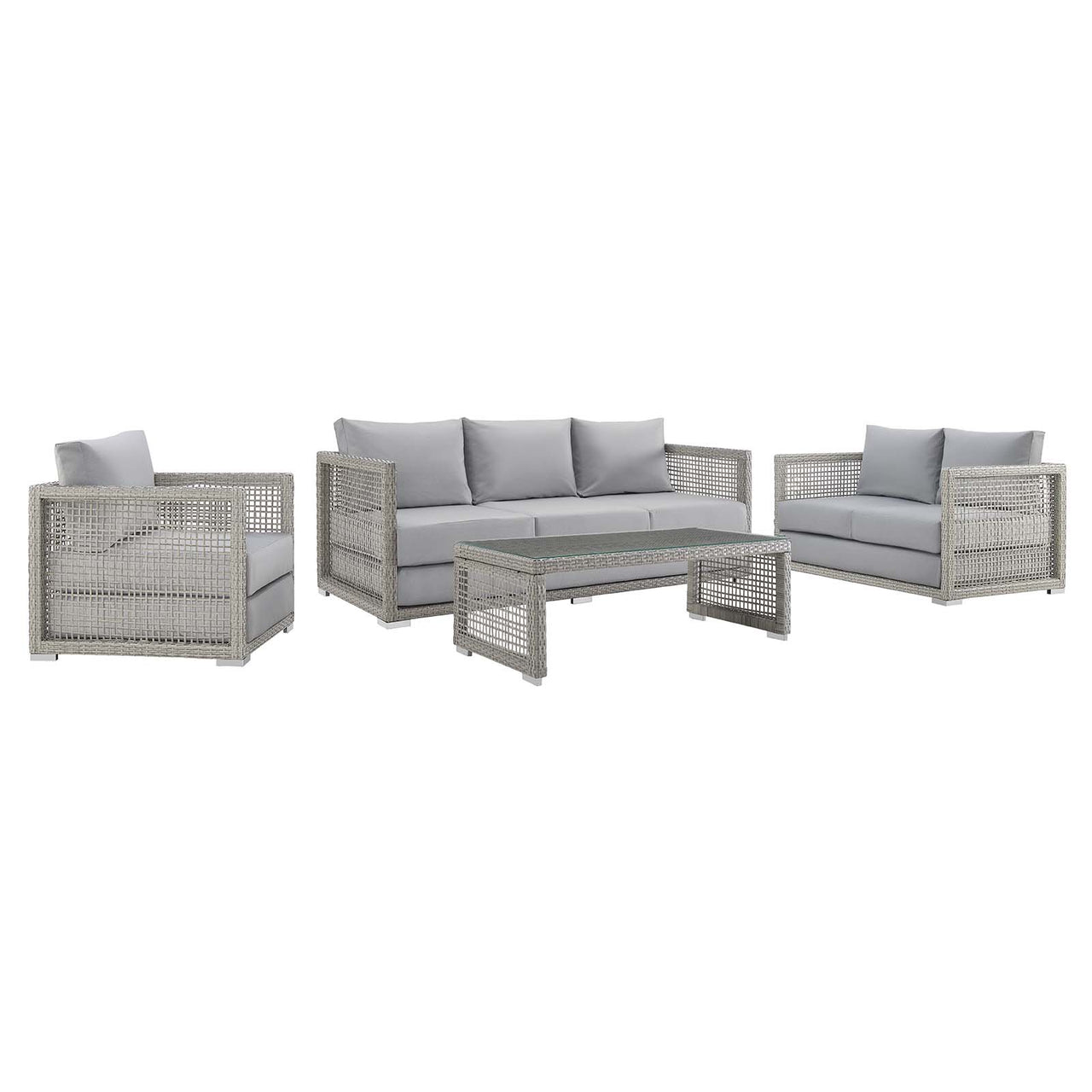 Alma 4-Piece Alfresco Woven Lounging Set, Gray