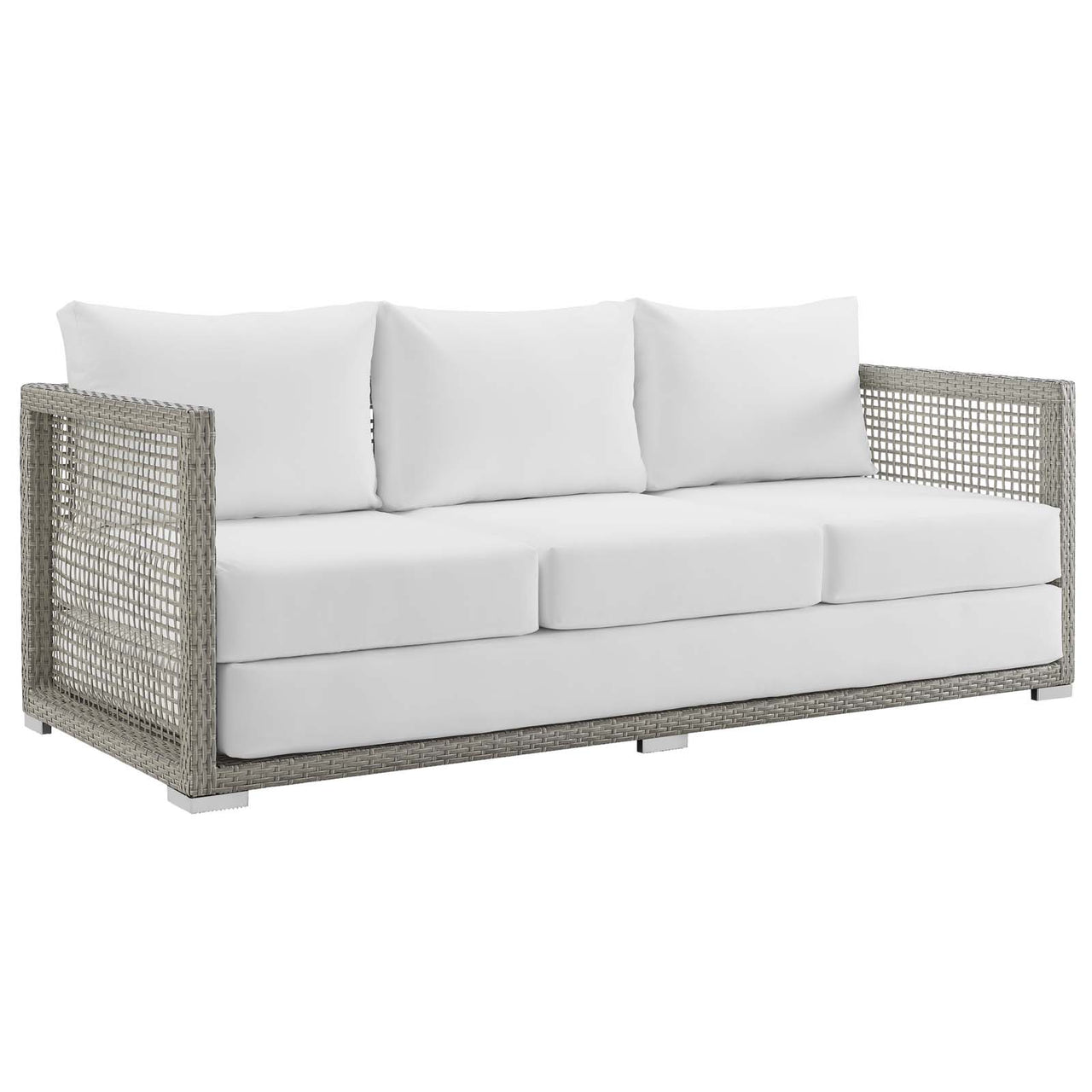 Alma 4-Piece Alfresco Woven Lounging Set, Gray & White