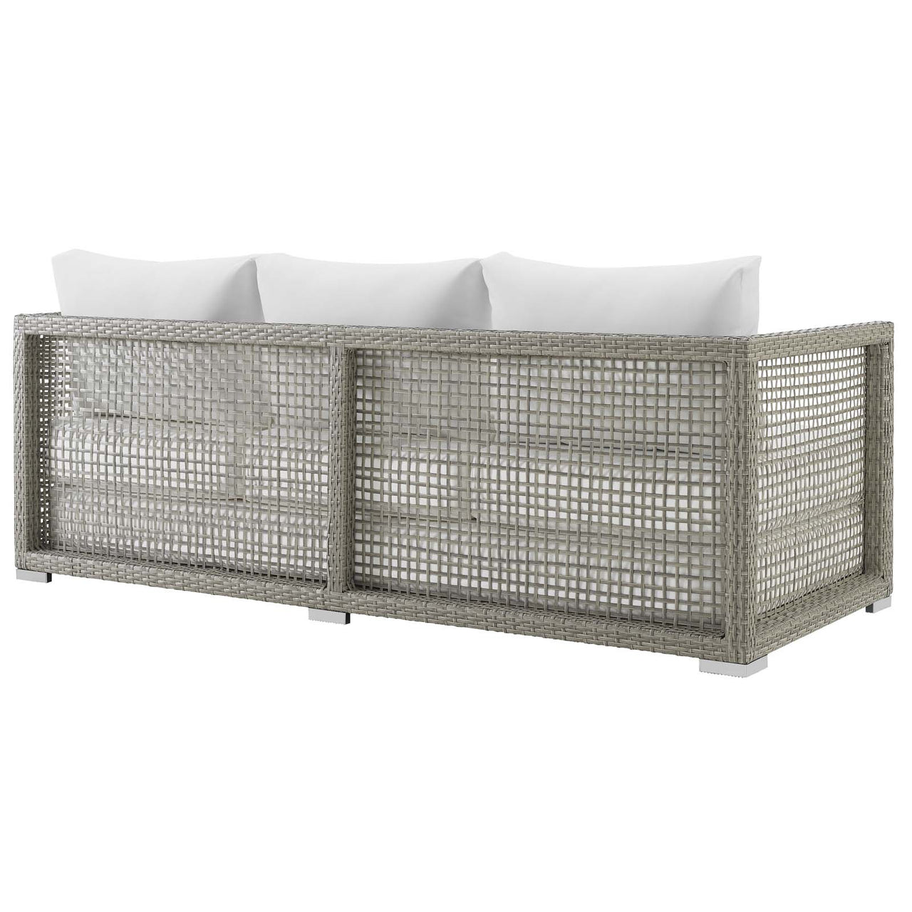 Alma 4-Piece Alfresco Woven Lounging Set, Gray & White