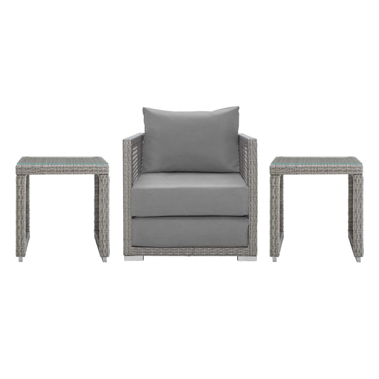 Alma 3-Piece Alfresco Woven Lounging Set, Gray