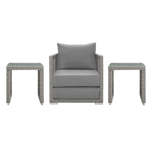 Alma 3-Piece Alfresco Woven Lounging Set, Gray