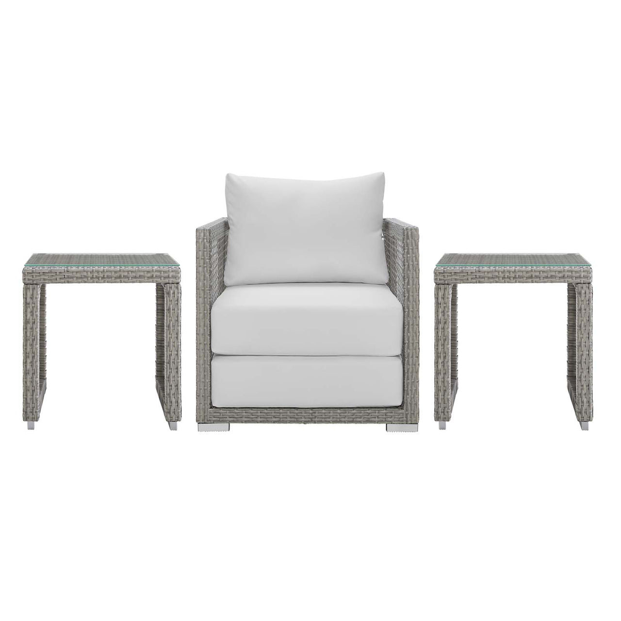 Alma 3-Piece Alfresco Woven Lounging Set, Gray & White