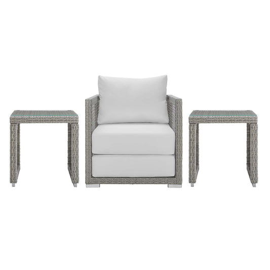 Alma 3-Piece Alfresco Woven Lounging Set, Gray & White
