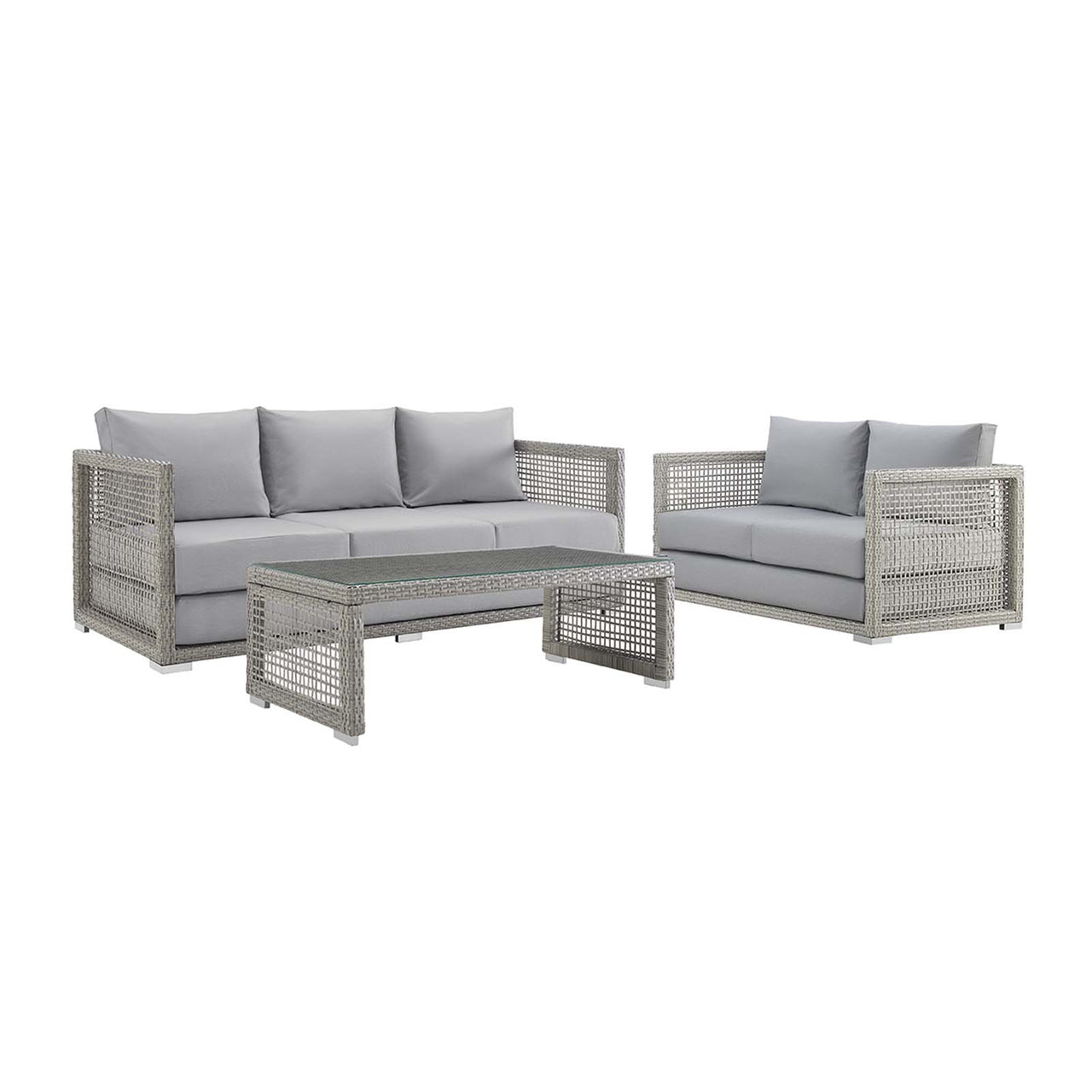 Alma 3-Piece Alfresco Woven Lounging Set, Gray