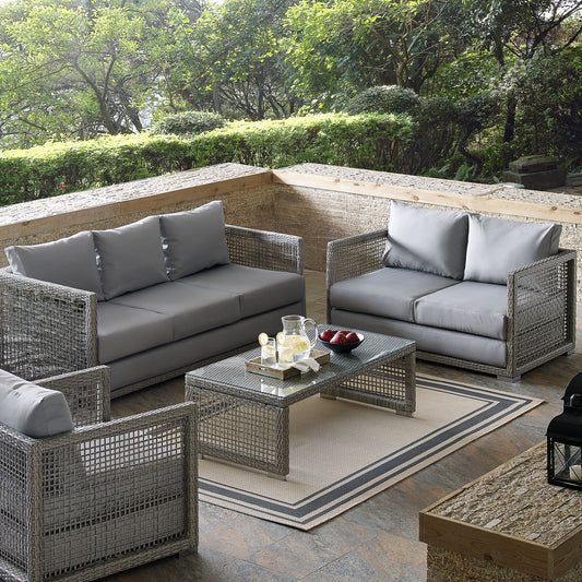 Alma 3-Piece Alfresco Woven Lounging Set, Gray