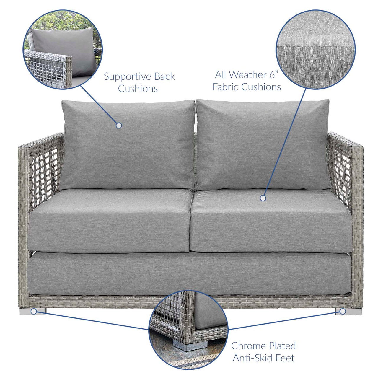 Alma 3-Piece Alfresco Woven Lounging Set, Gray