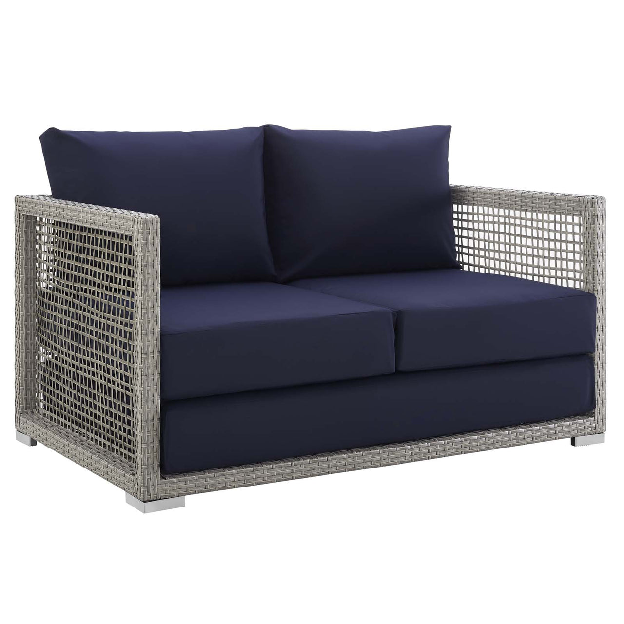 Alma 3-Piece Alfresco Woven Lounging Set, Gray & Navy