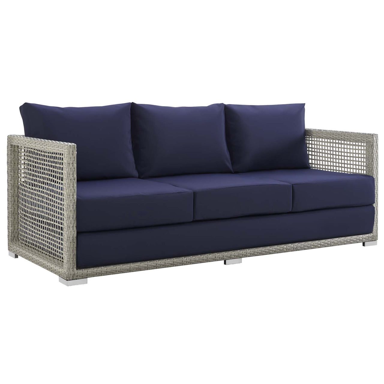 Alma 3-Piece Alfresco Woven Lounging Set, Gray & Navy