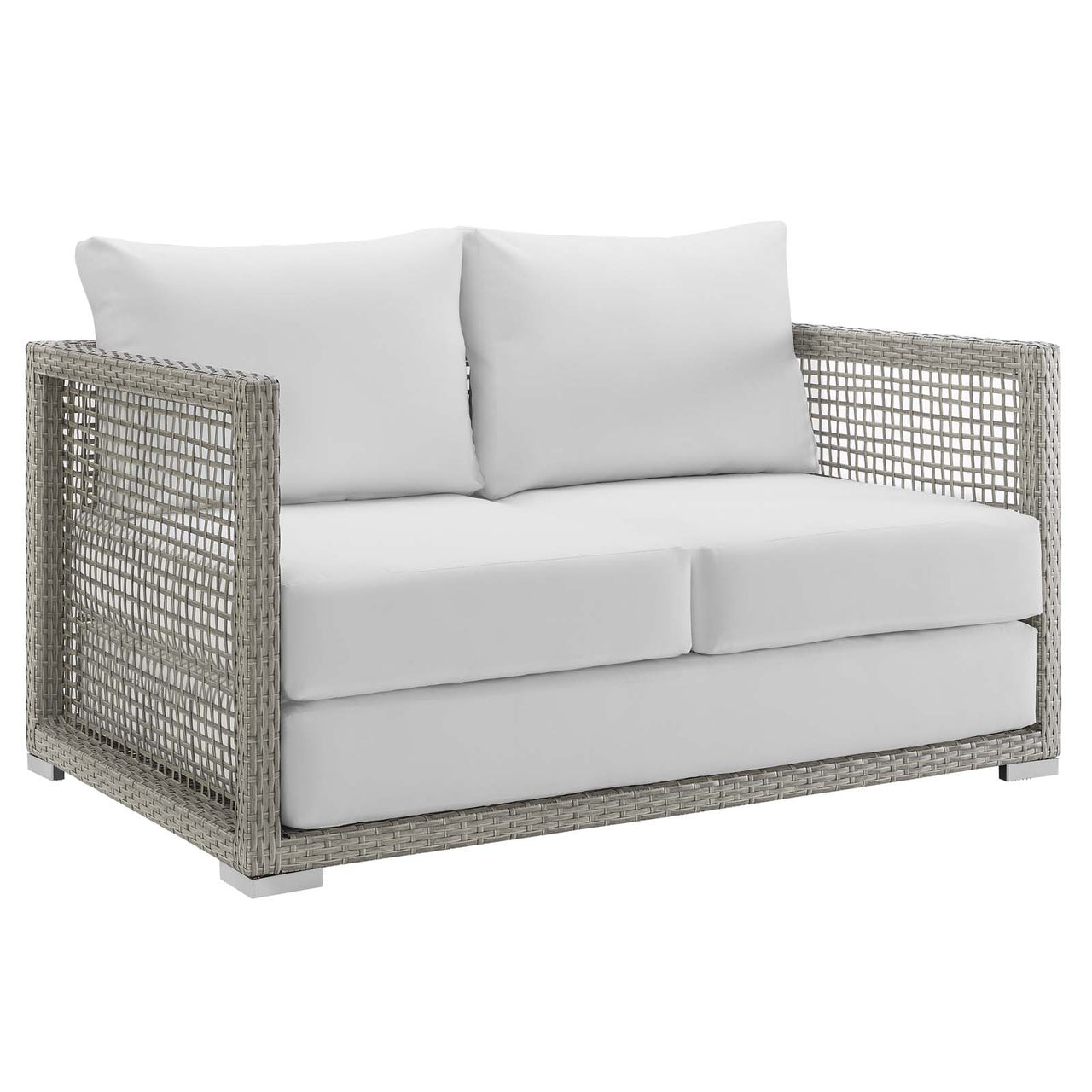 Alma 3-Piece Alfresco Woven Lounging Set, Gray & White