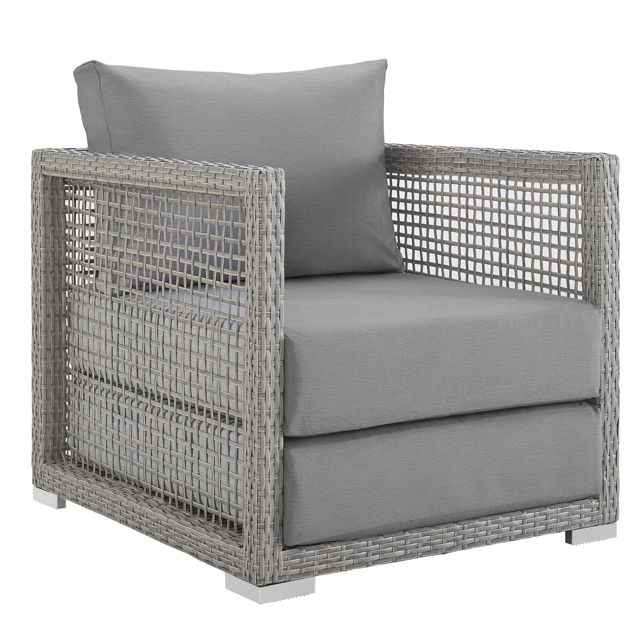 Aura 3 Piece Outdoor Patio Wicker Rattan Set, Gray & Gray