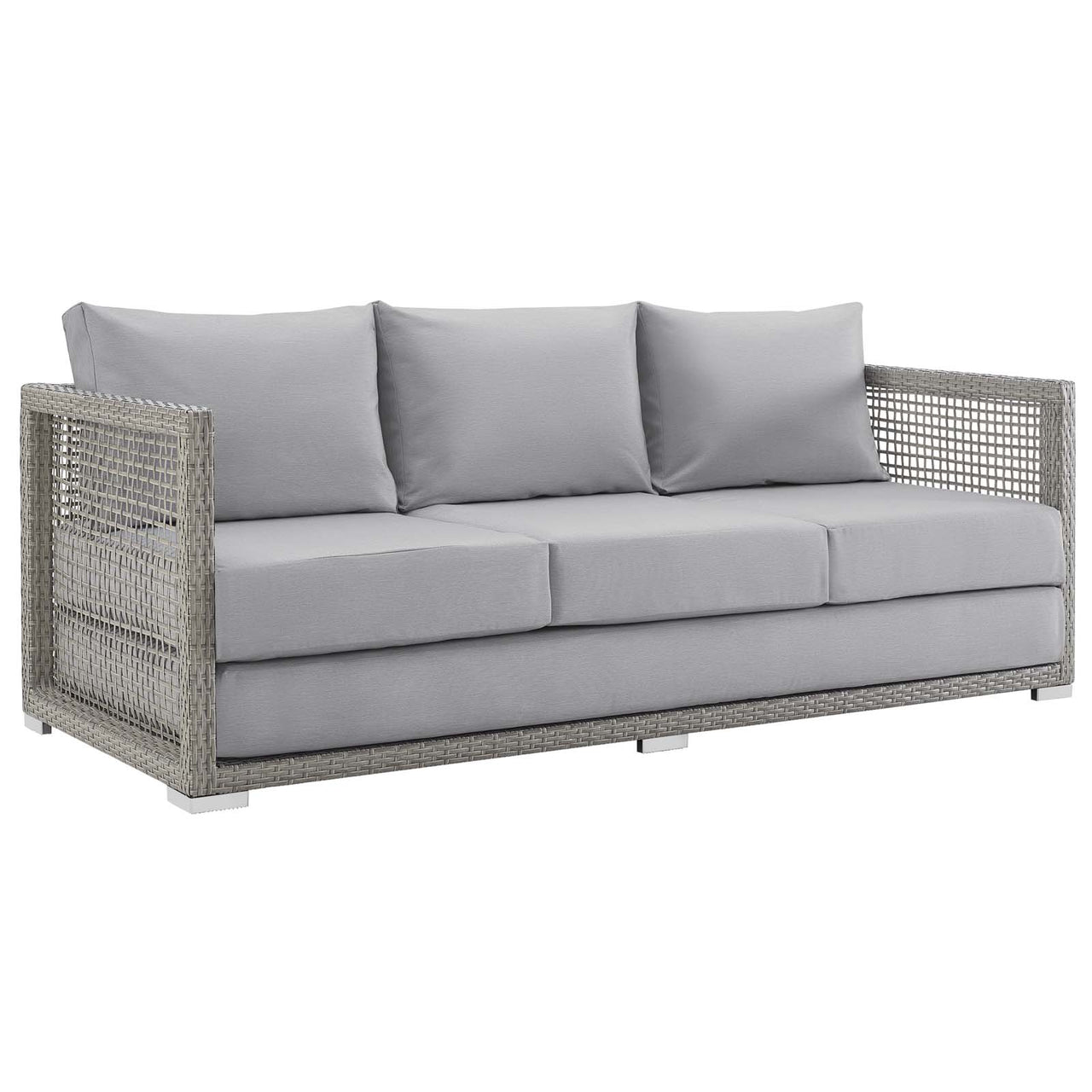 Aura 3 Piece Outdoor Patio Wicker Rattan Set, Gray & Gray