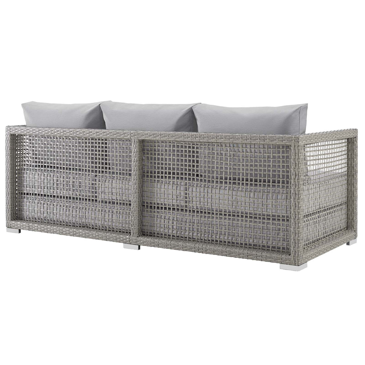 Aura 3 Piece Outdoor Patio Wicker Rattan Set, Gray & Gray