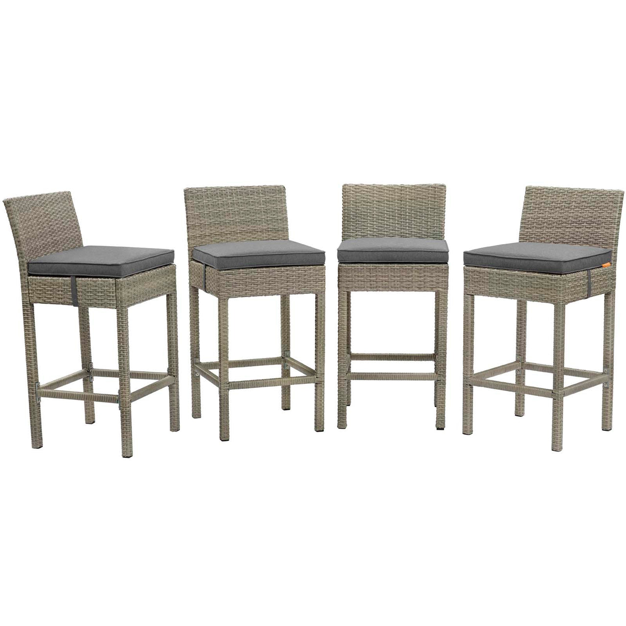 Condura Alfresco Woven Bar Stool Set of 4, Light Gray & Charcoal