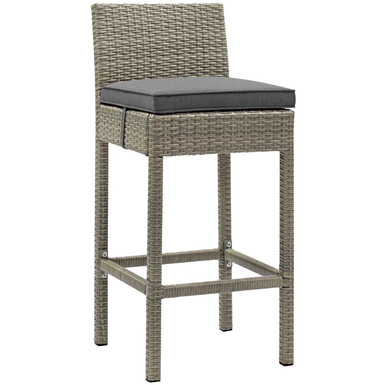 Condura Alfresco Woven Bar Stool Set of 4, Light Gray & Charcoal