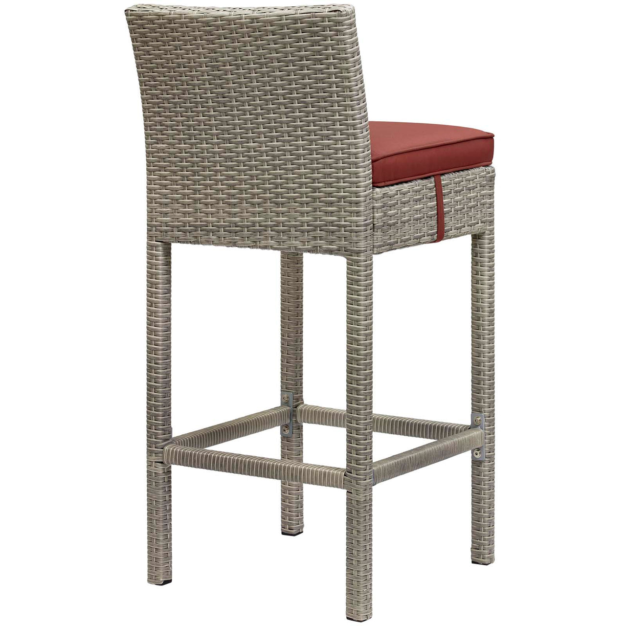 Condura Alfresco Woven Bar Stool Set of 4, Light Gray & Currant