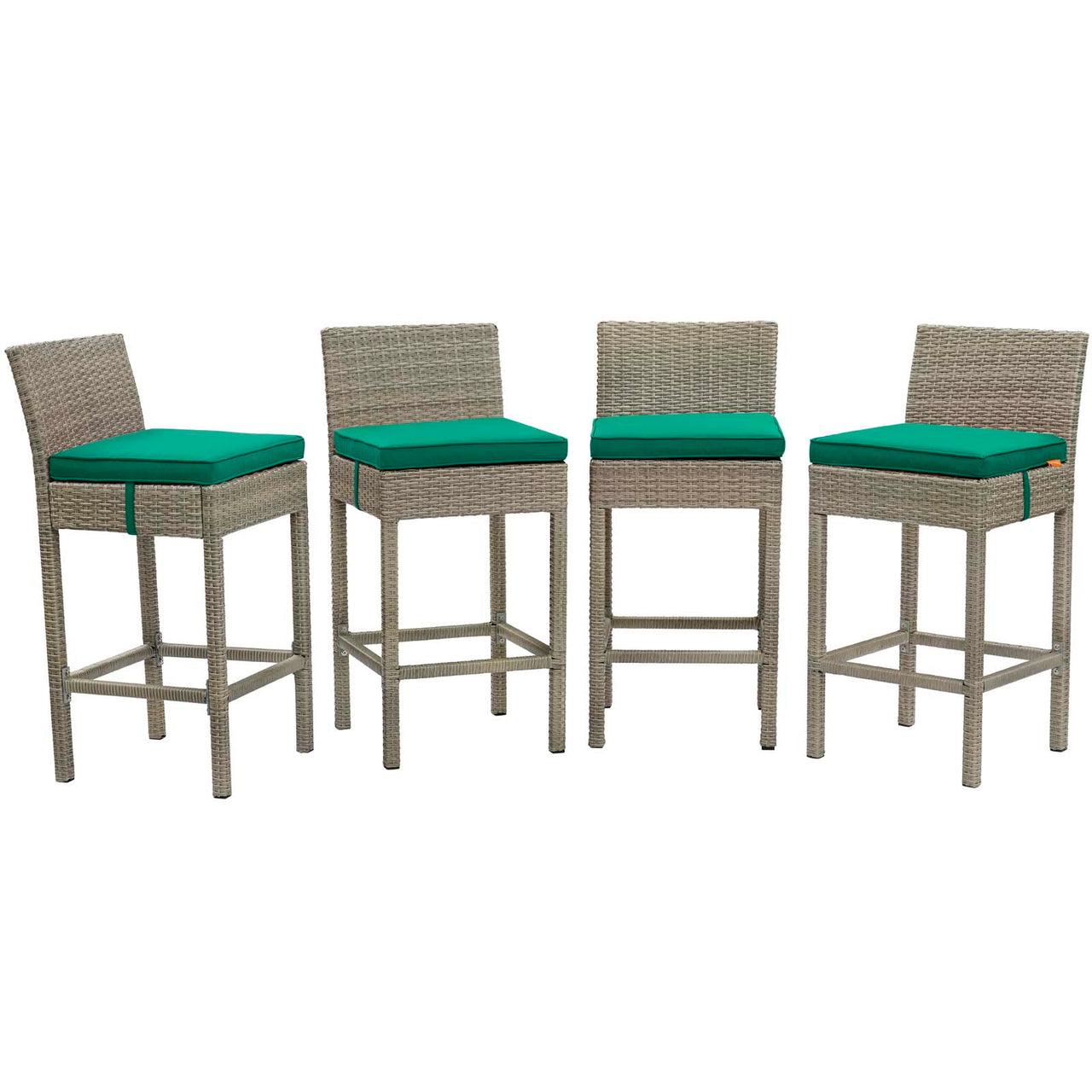 Condura Alfresco Woven Bar Stool Set of 4, Light Gray & Green