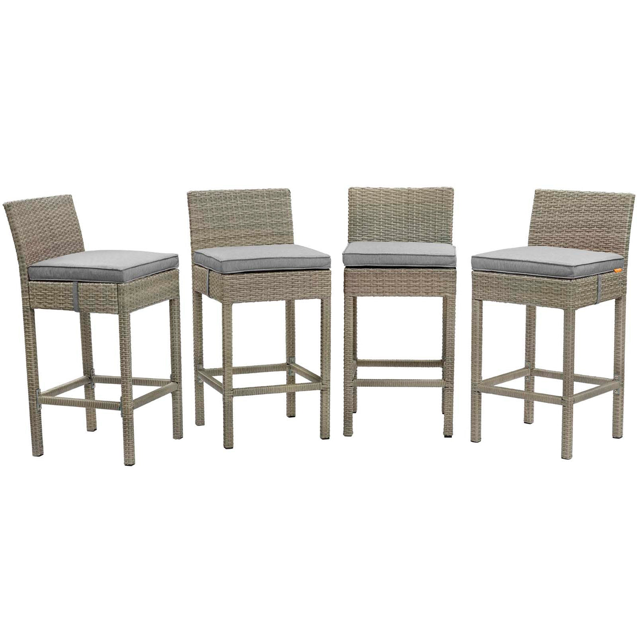 Condura Alfresco Woven Bar Stool Set of 4, Light Gray & Gray