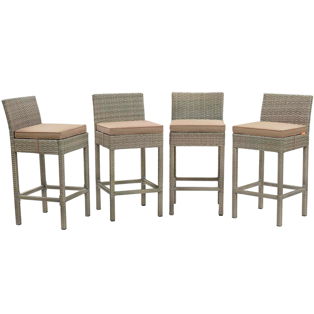 Condura Alfresco Woven Bar Stool Set of 4, Light Gray & Mocha