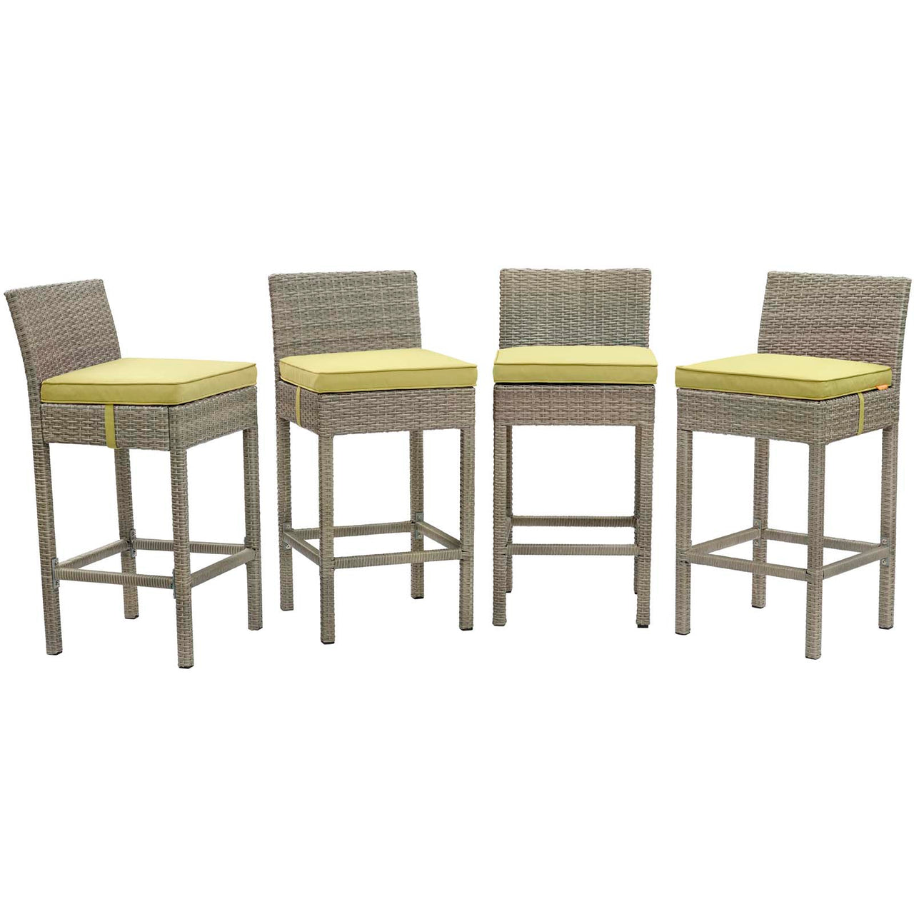 Condura Alfresco Woven Bar Stool Set of 4, Light Gray & Peridot