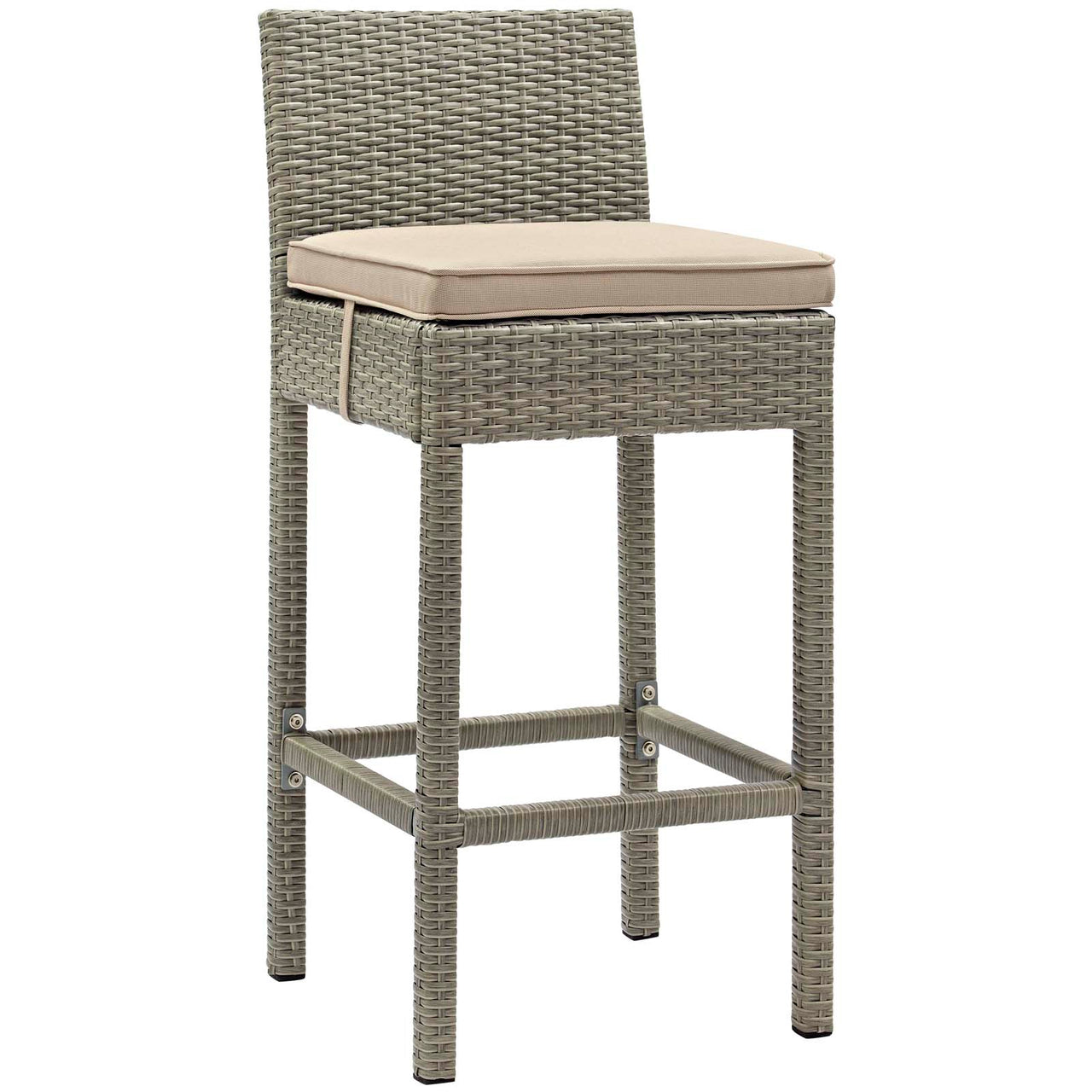 Condura Alfresco Woven Bar Stool Set of 2, Light Gray & Beige