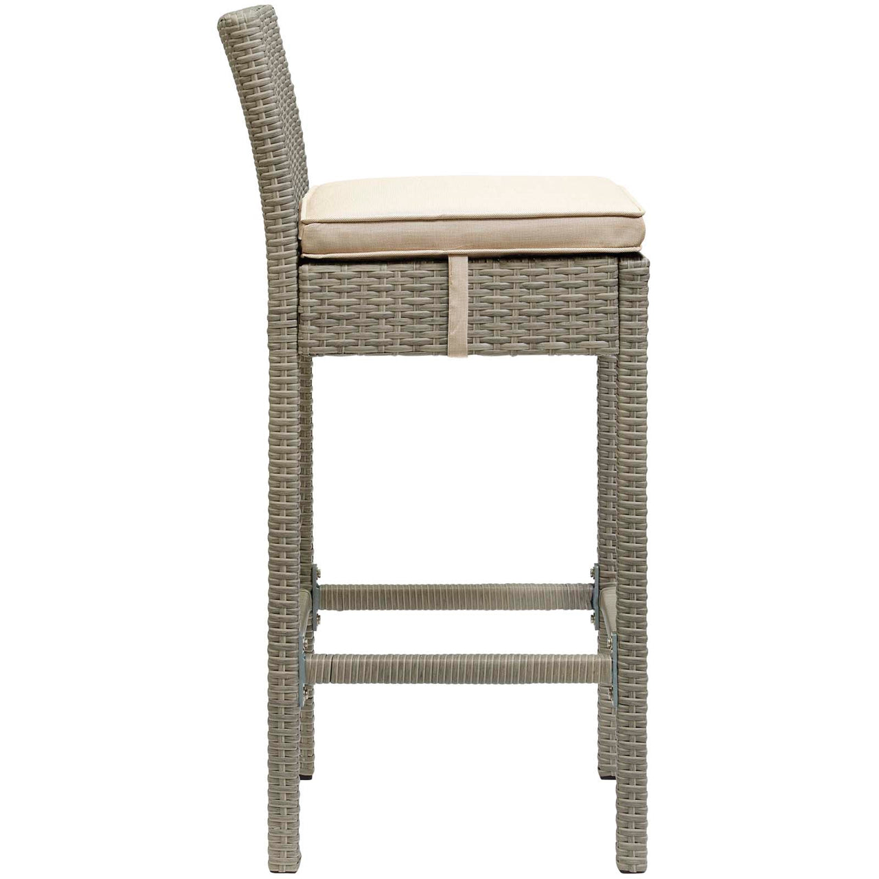 Condura Alfresco Woven Bar Stool Set of 2, Light Gray & Beige