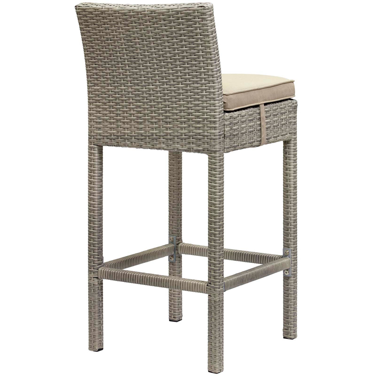Condura Alfresco Woven Bar Stool Set of 2, Light Gray & Beige
