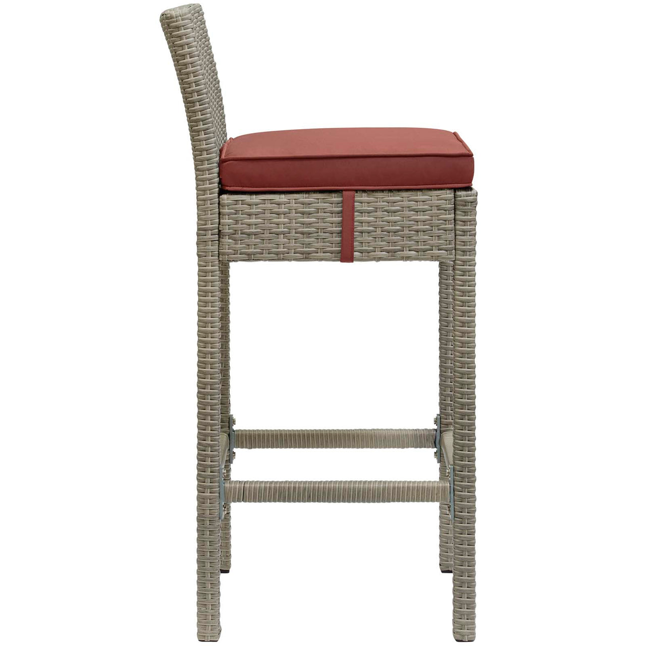 Condura Alfresco Woven Bar Stool Set of 2, Light Gray & Currant