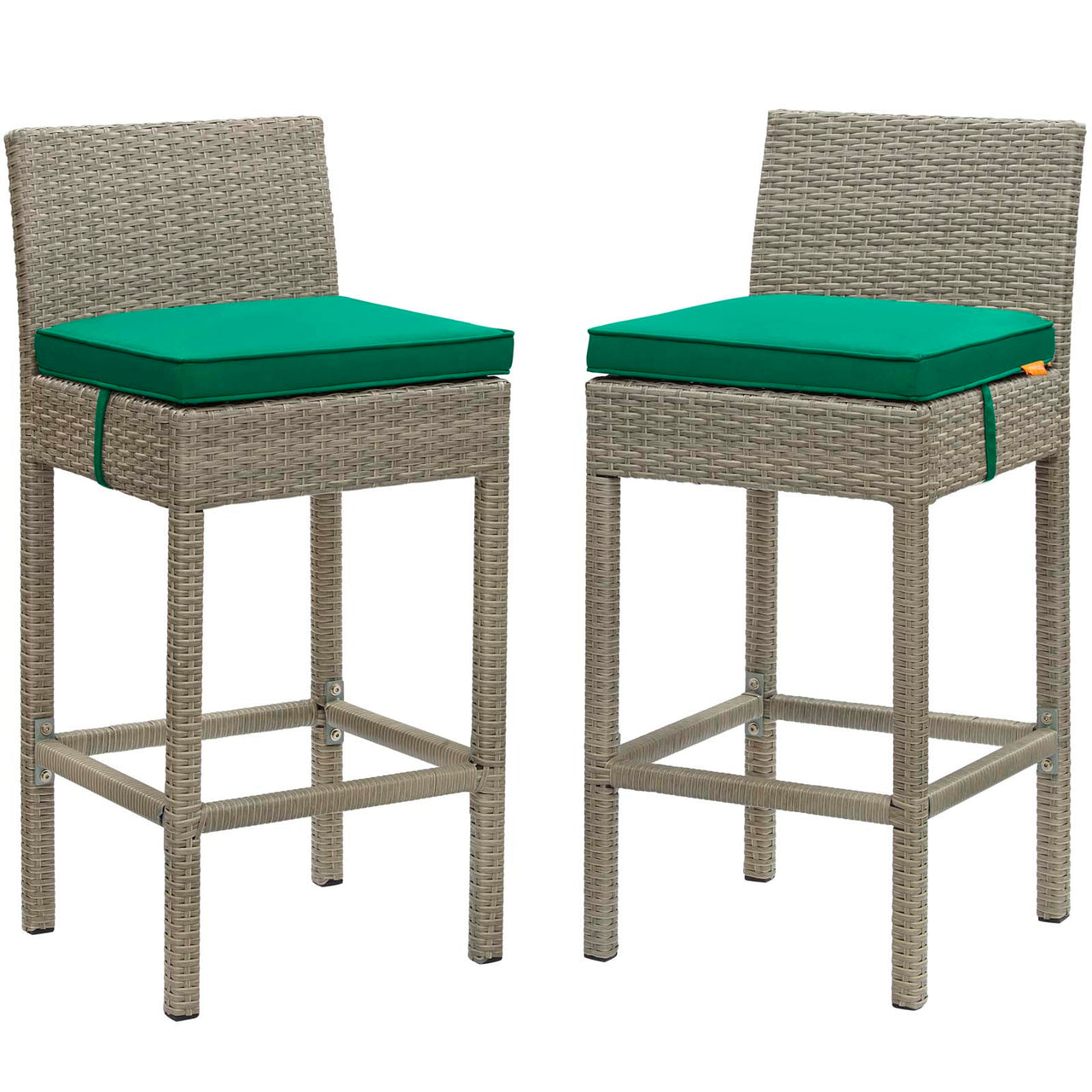 Condura Alfresco Woven Bar Stool Set of 2, Light Gray & Green