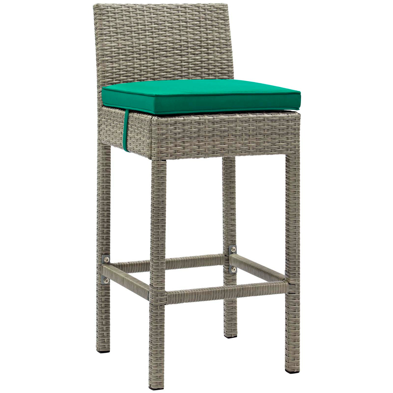 Condura Alfresco Woven Bar Stool Set of 2, Light Gray & Green