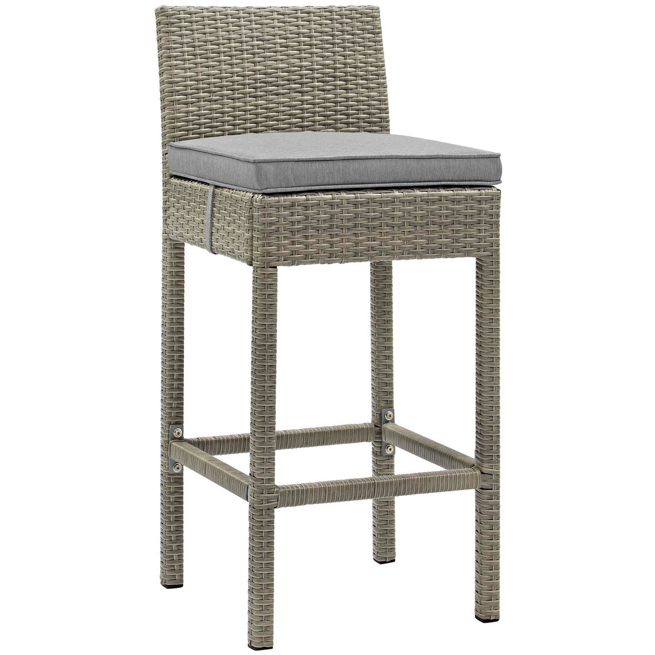Condura Alfresco Woven Bar Stool Set of 2, Light Gray & Gray