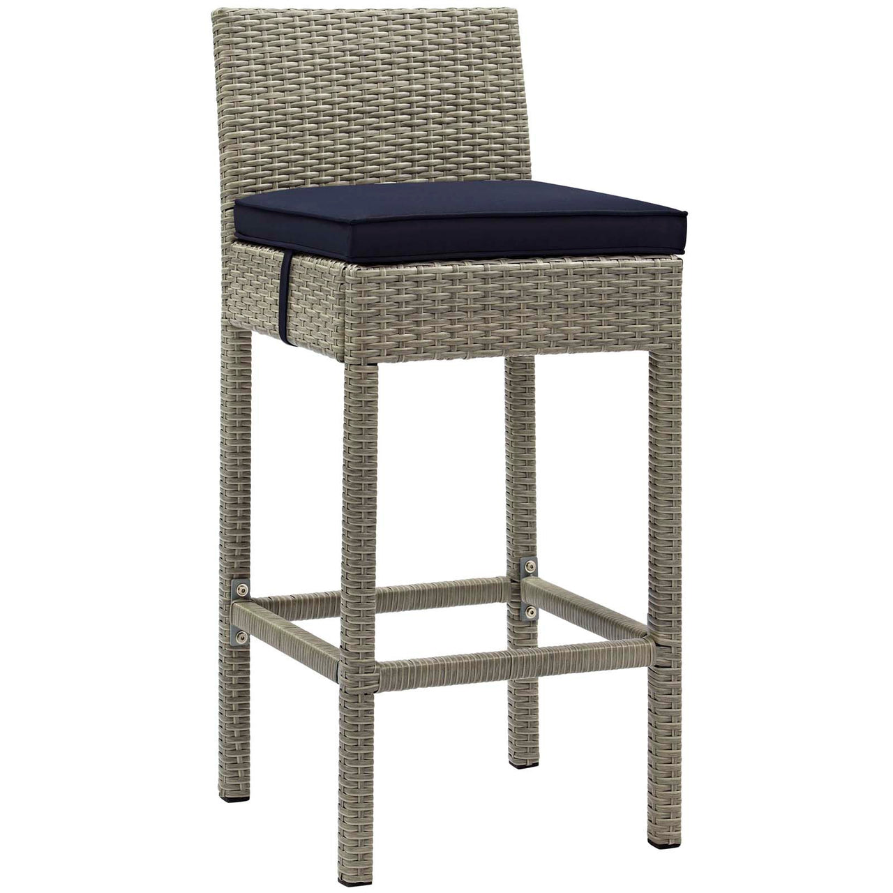 Condura Alfresco Woven Bar Stool Set of 2, Light Gray & Navy