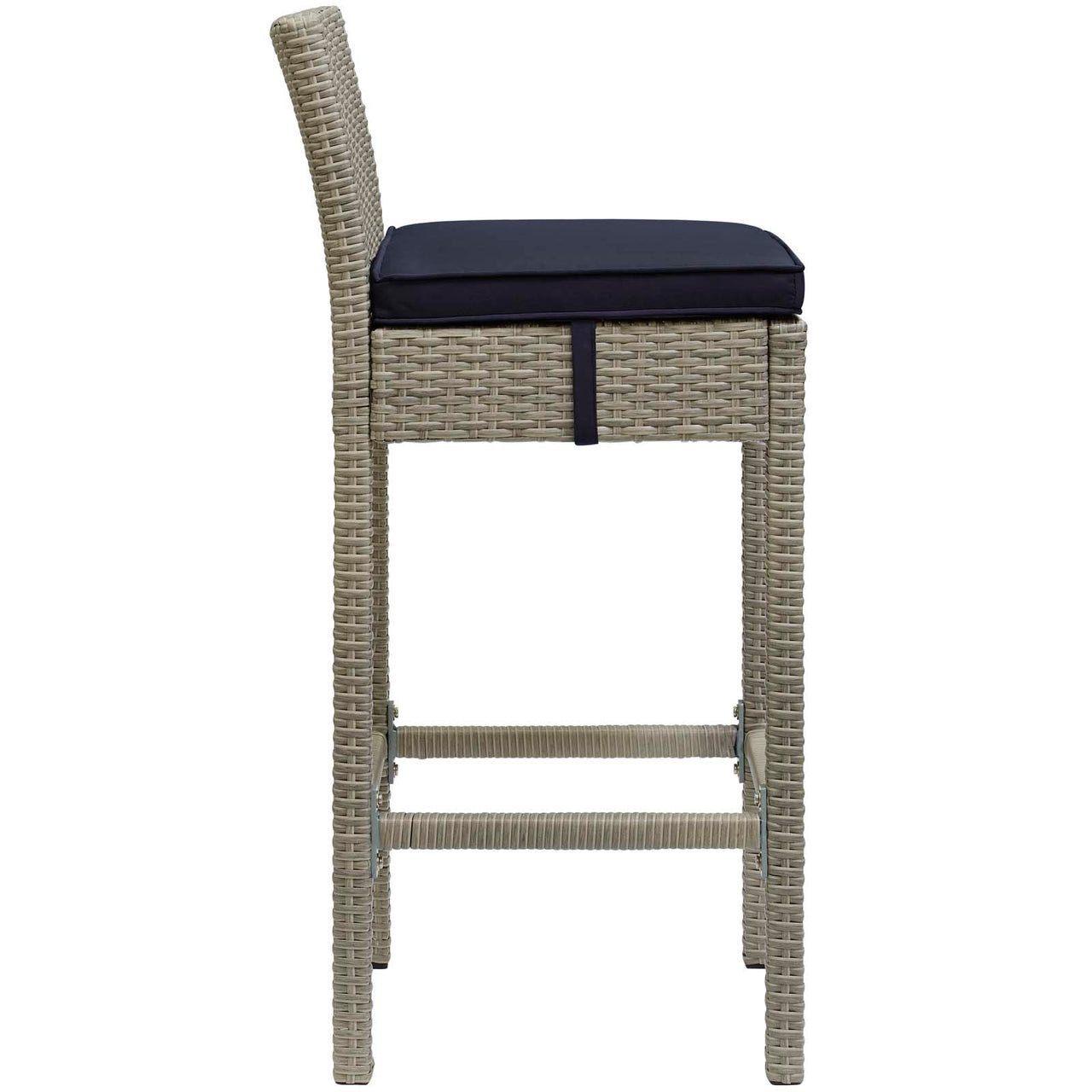 Condura Alfresco Woven Bar Stool Set of 2, Light Gray & Navy