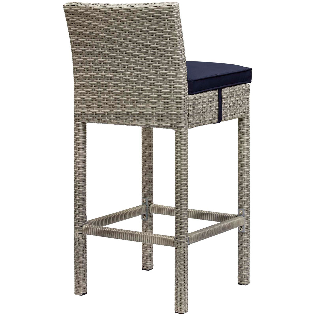 Condura Alfresco Woven Bar Stool Set of 2, Light Gray & Navy