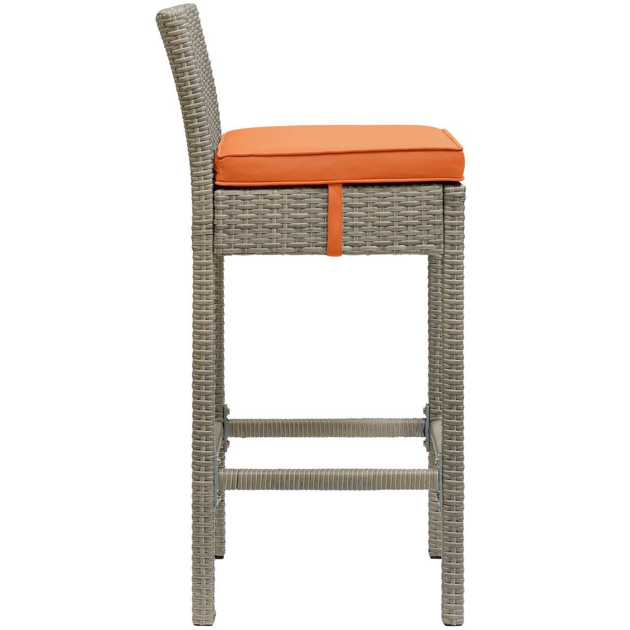 Condura Alfresco Woven Bar Stool Set of 2, Light Gray & Orange