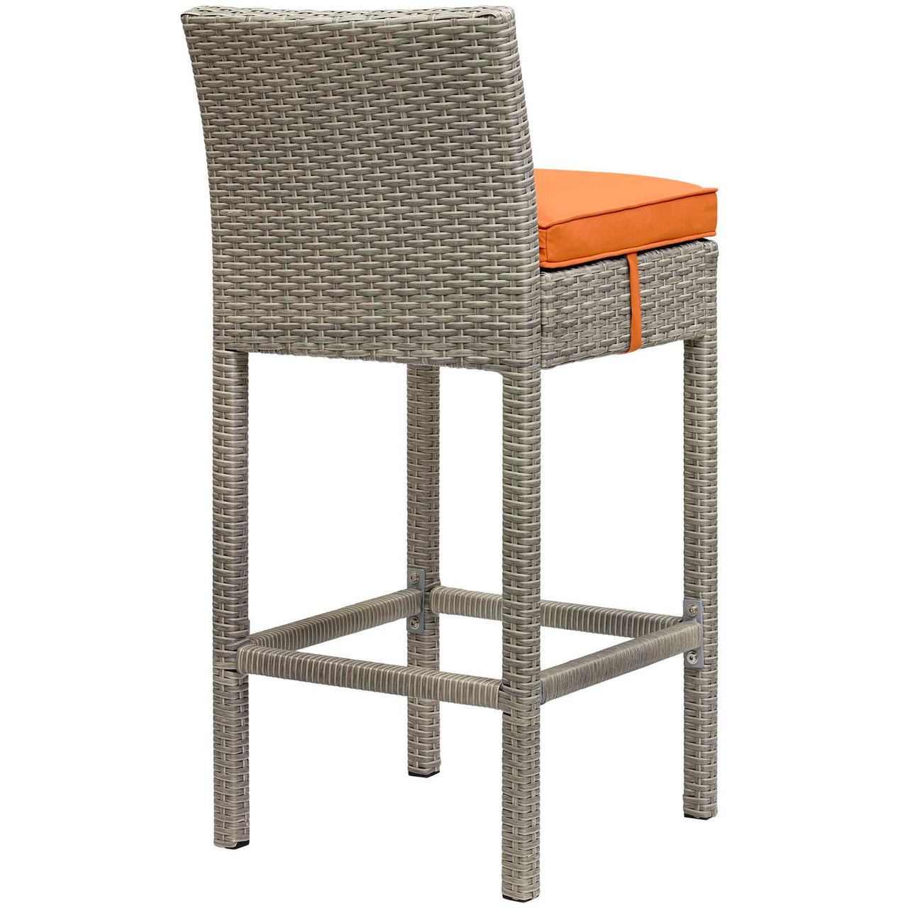 Condura Alfresco Woven Bar Stool Set of 2, Light Gray & Orange