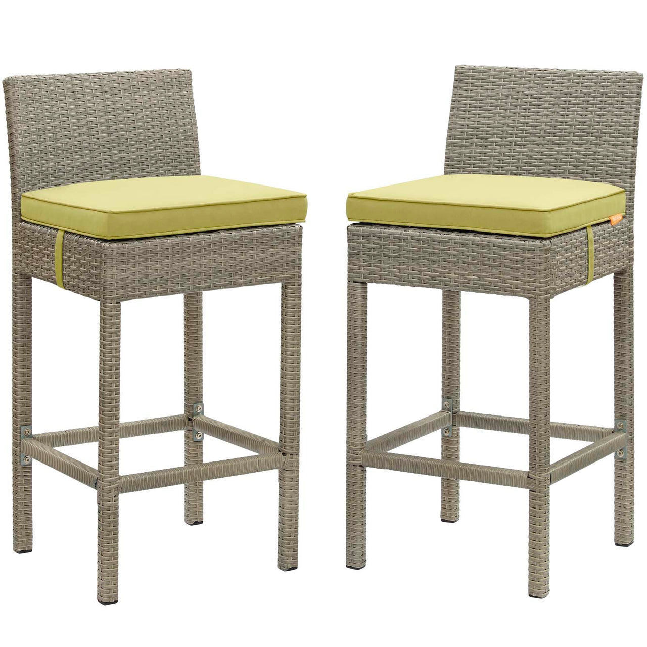 Condura Alfresco Woven Bar Stool Set of 2, Light Gray & Peridot