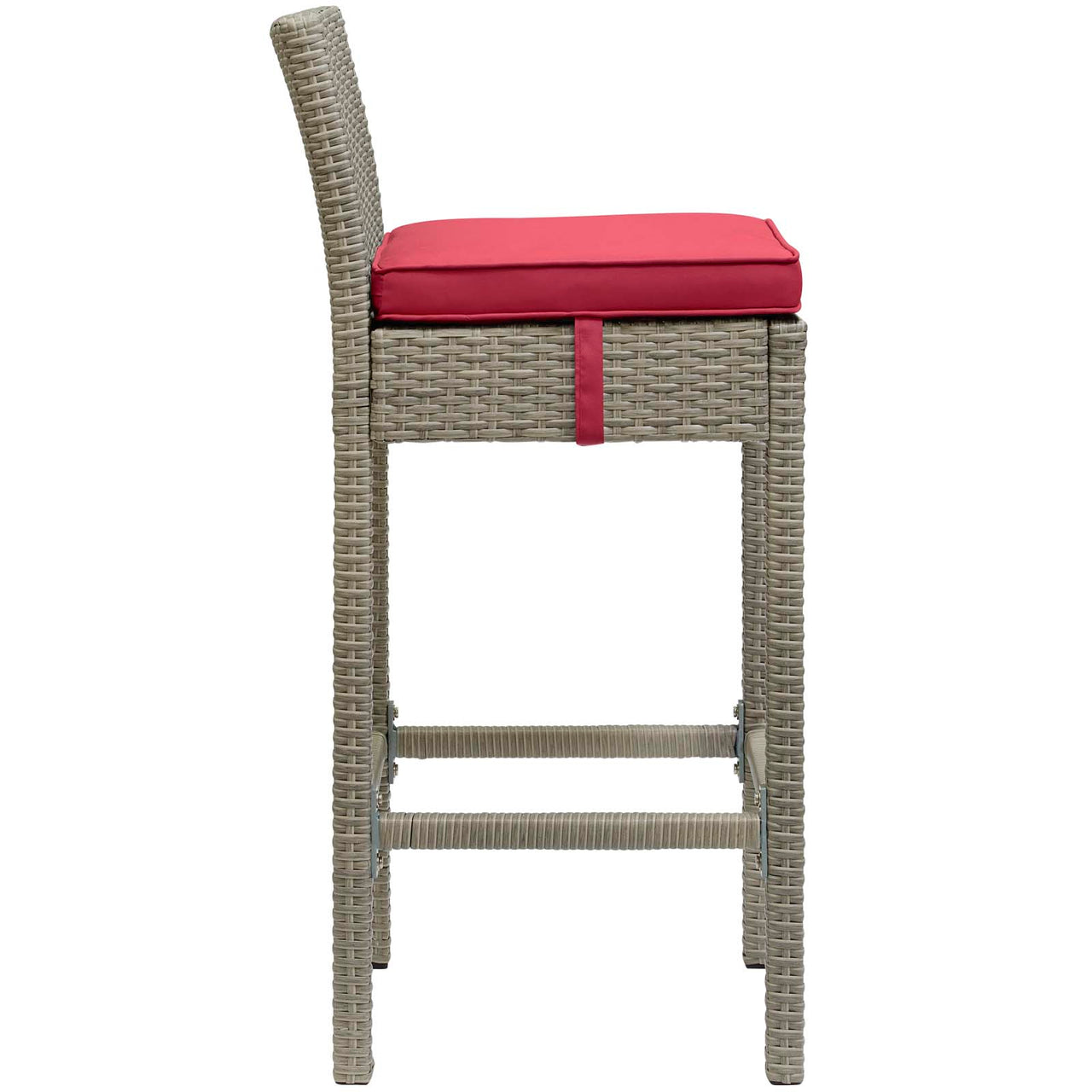 Condura Alfresco Woven Bar Stool Set of 2, Light Gray & Red