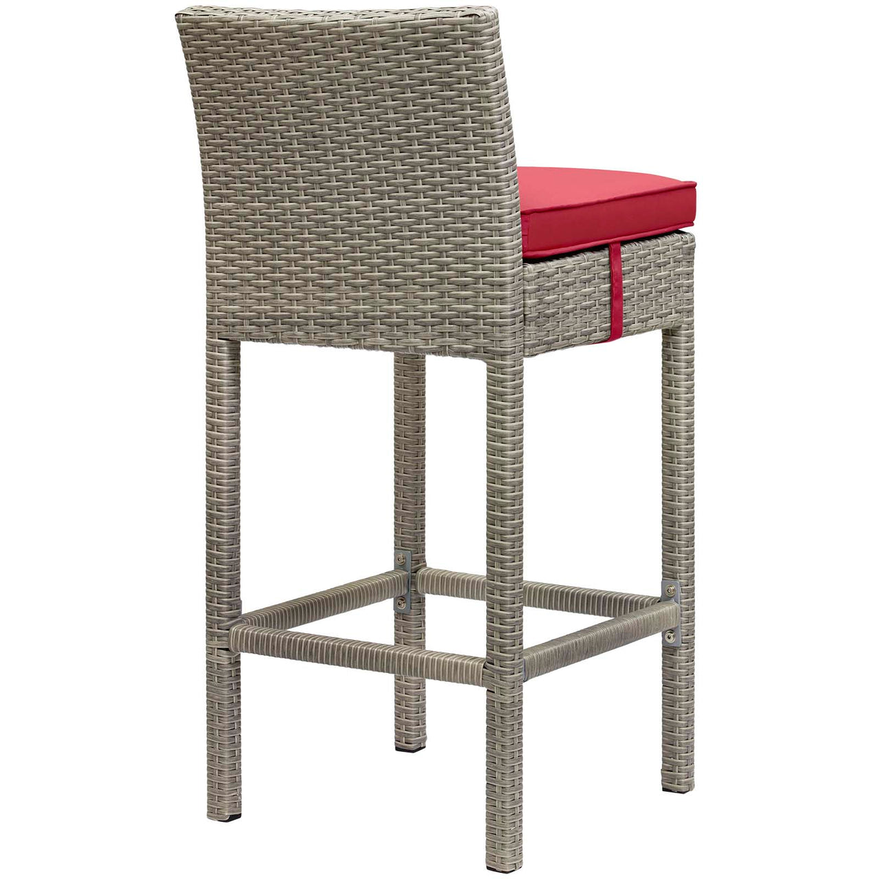 Condura Alfresco Woven Bar Stool Set of 2, Light Gray & Red