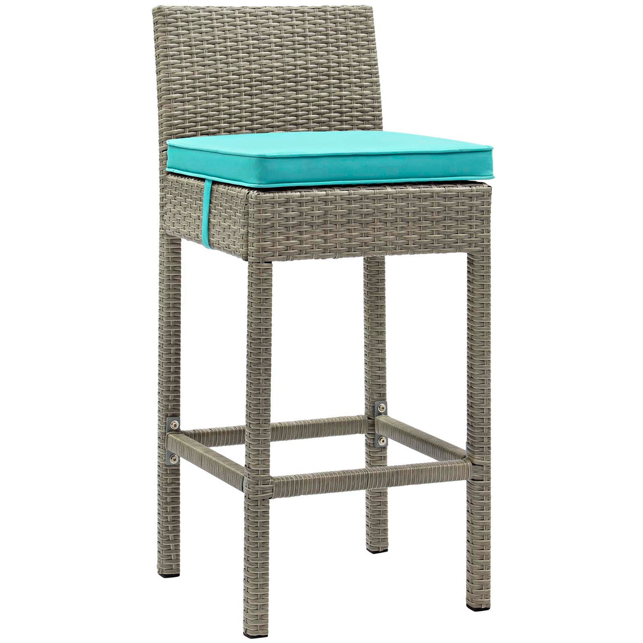 Condura Alfresco Woven Bar Stool Set of 2, Light Gray & Turquoise