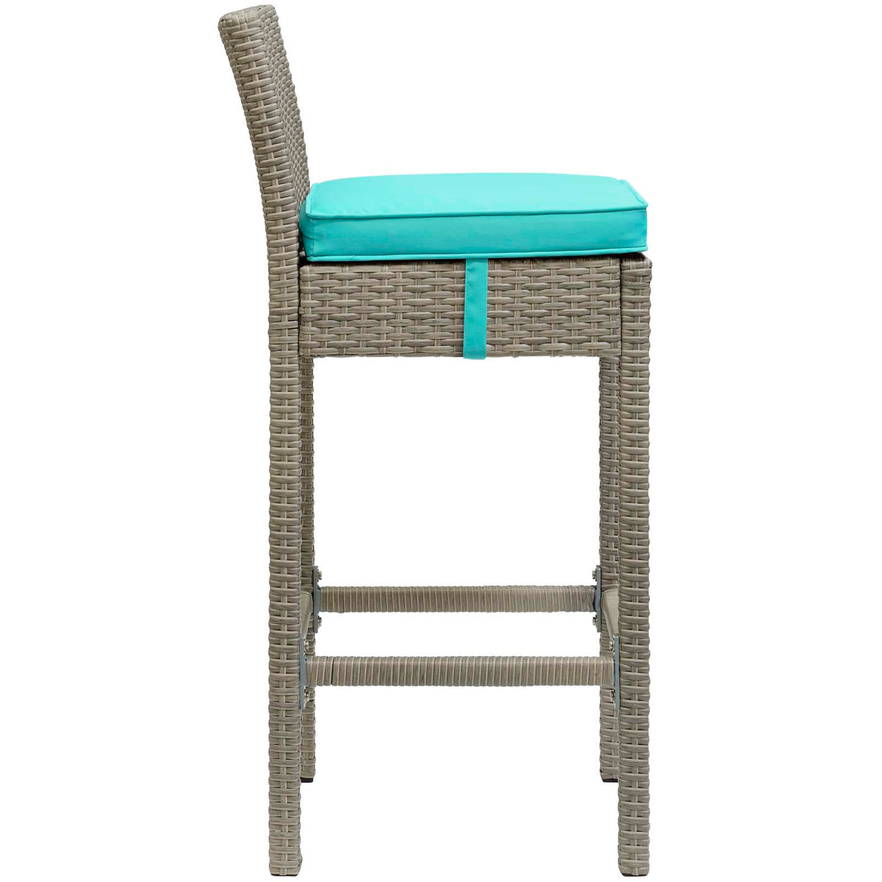 Condura Alfresco Woven Bar Stool Set of 2, Light Gray & Turquoise