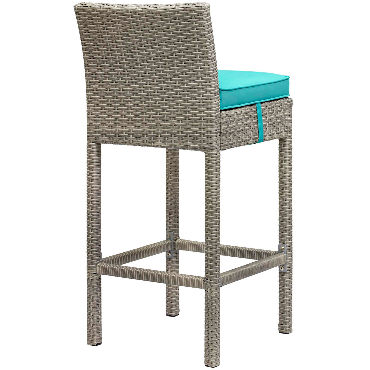 Condura Alfresco Woven Bar Stool Set of 2, Light Gray & Turquoise