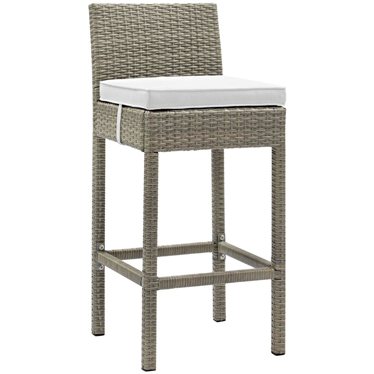 Condura Alfresco Woven Bar Stool Set of 2, Light Gray & White